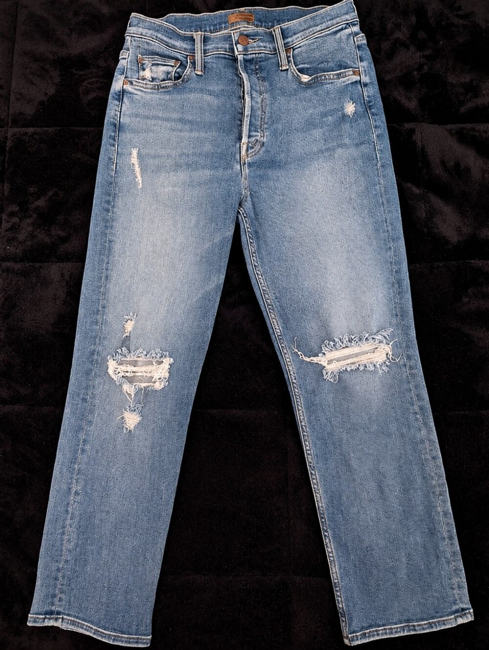 MOTHER The Tomcat Play Like A Pirate Jeans 29 Distressed Straight Crop Denim - Picture 3 of 14